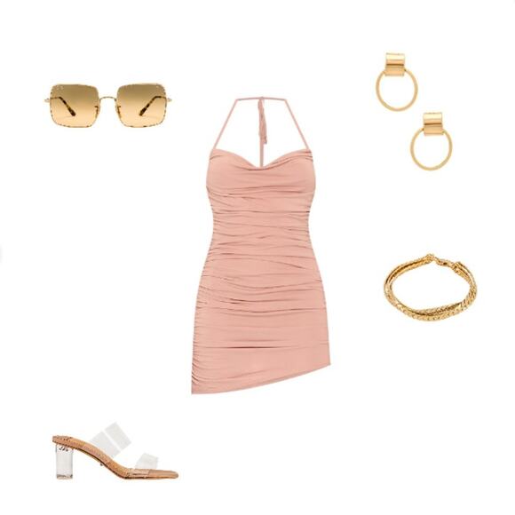Michael Costello x REVOLVE Everly Mini Dress in Nude NWOT Size Small - Picture 4 of 4
